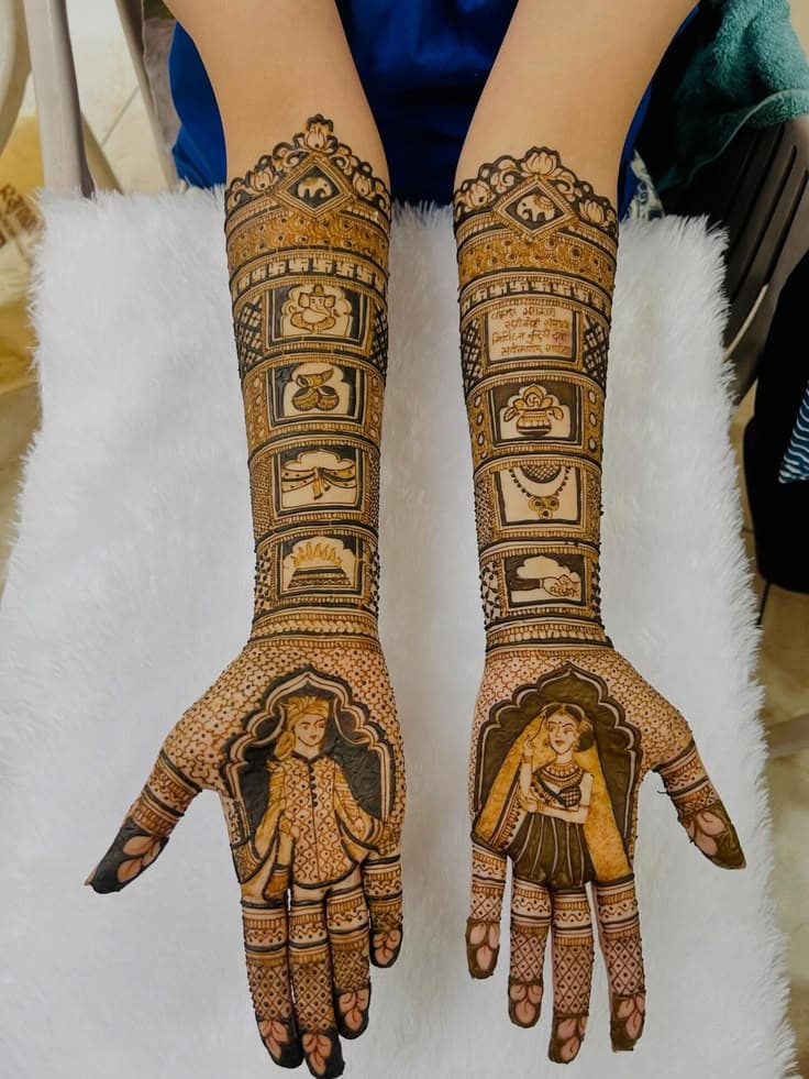 Gorgeous bridal mehndi for hands and arms